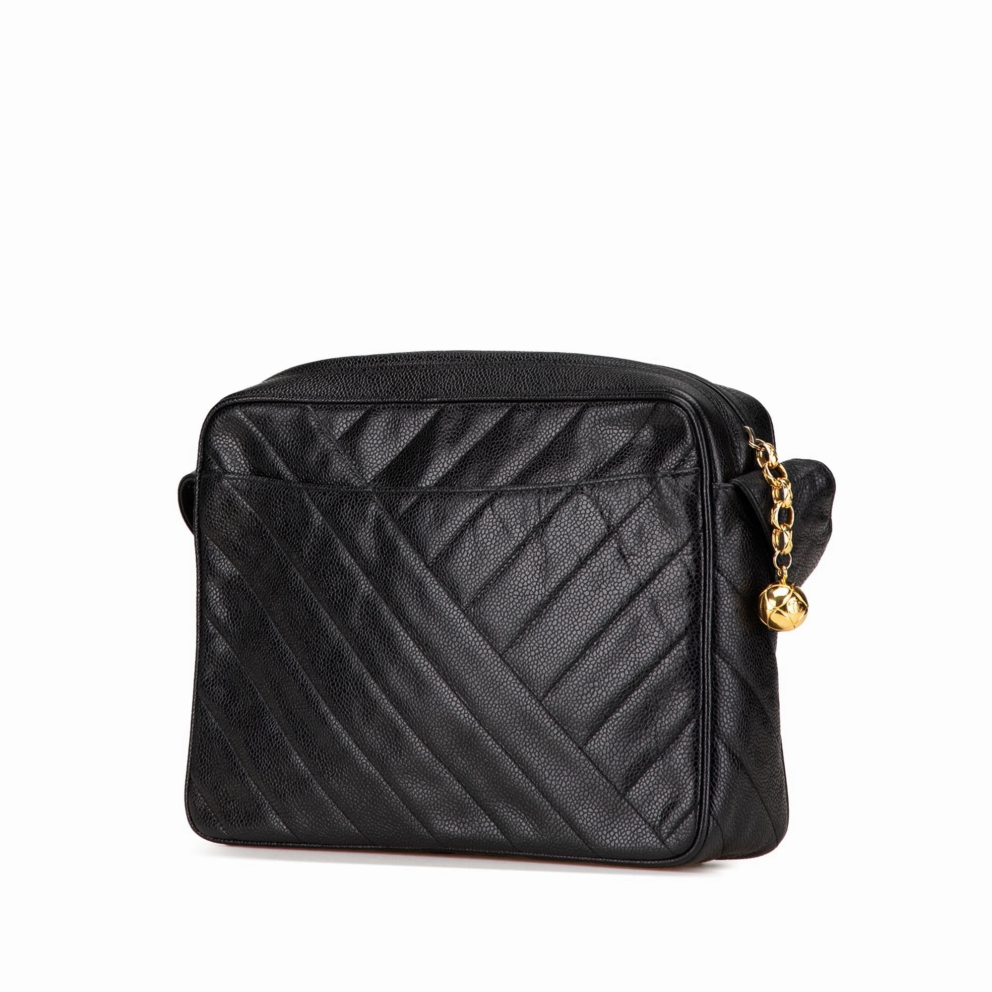 CC Diagonal Quilted Caviar Crossbody