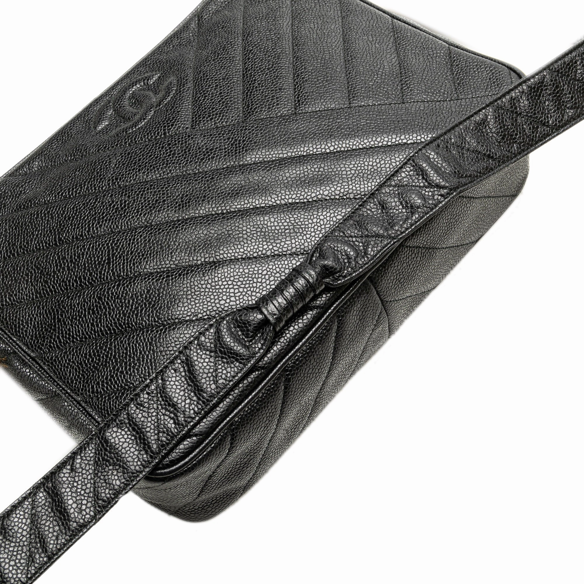 CC Diagonal Quilted Caviar Crossbody
