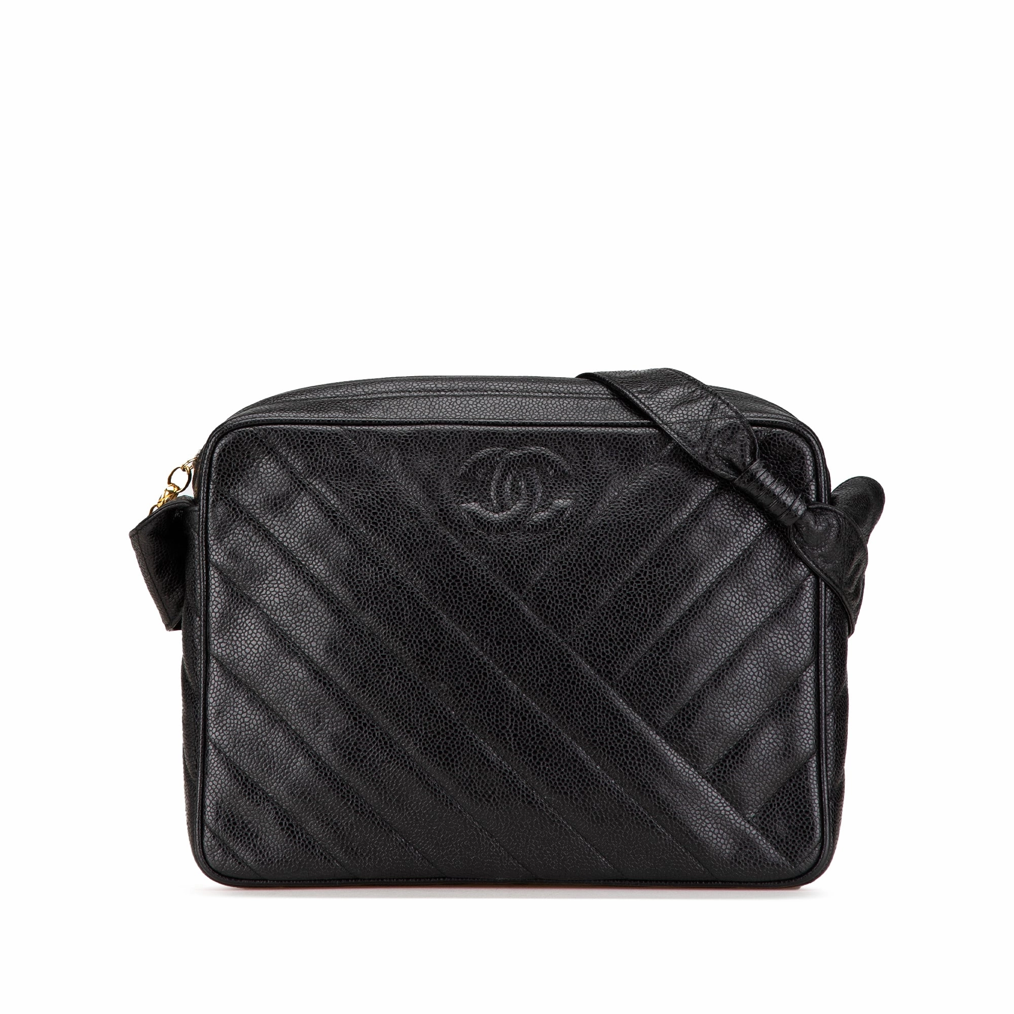 CC Diagonal Quilted Caviar Crossbody