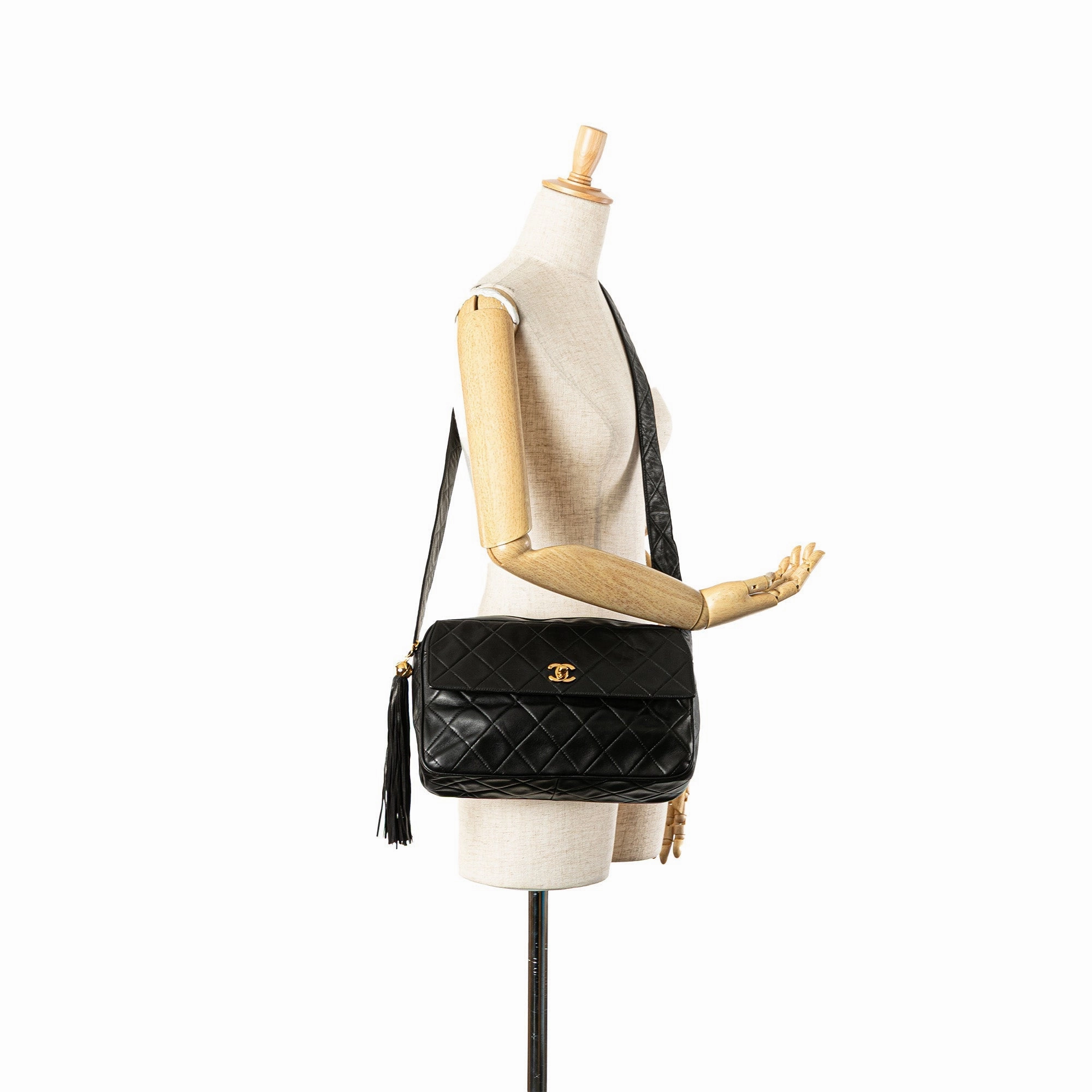 CC Quilted Lambskin Tassel Crossbody