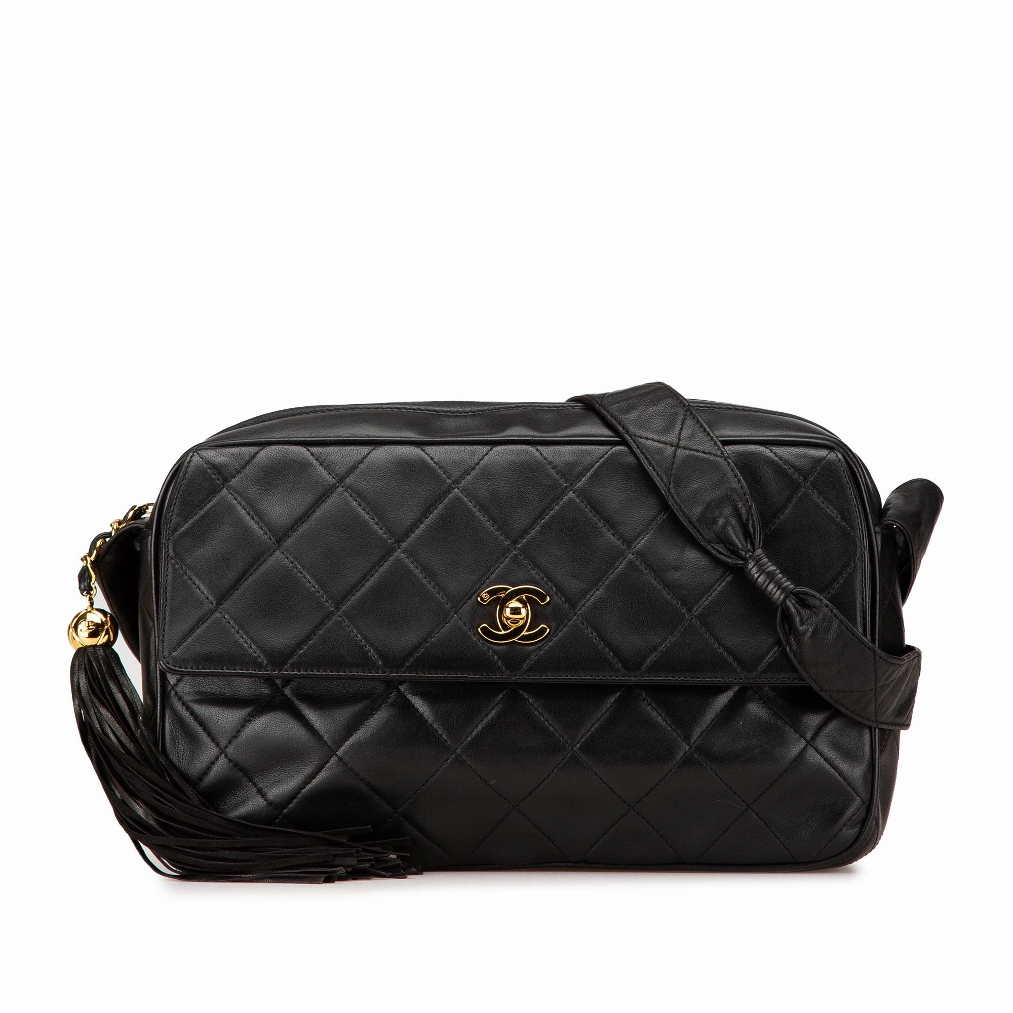 CC Quilted Lambskin Tassel Crossbody