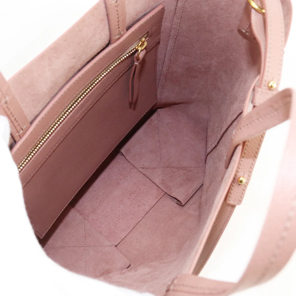 CELINE Vertical Hippo Small Tote Bag shoulder bag 2WAY leather Women color pink