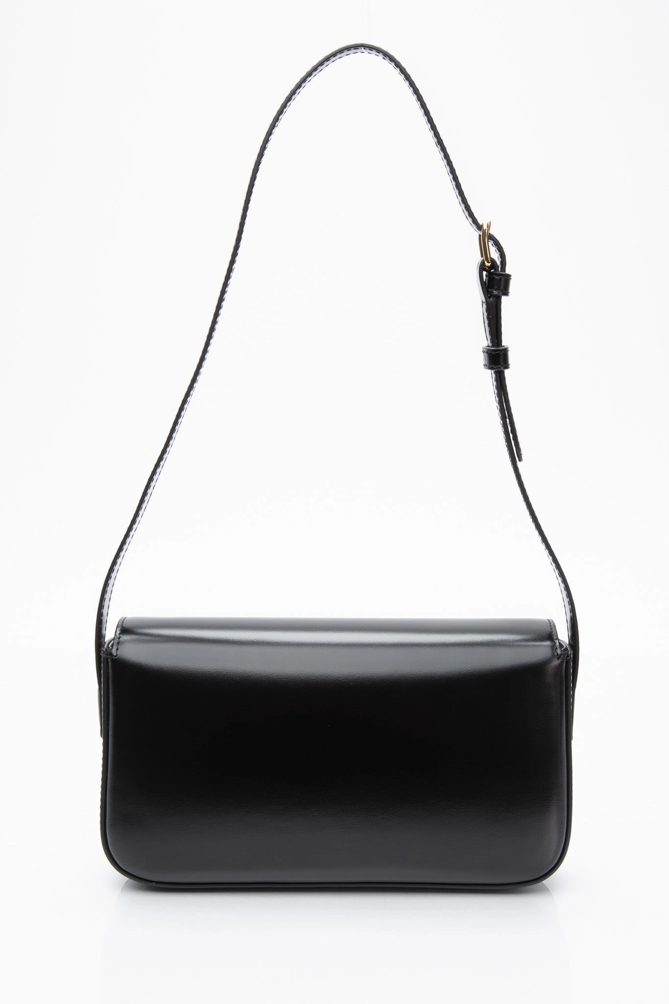 CELINE Black Shiny Calfskin Claude Triomphe Shoulder Bag (New)