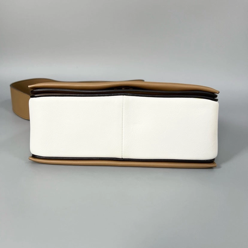 Celine Frame Bag Tan White Shoulder Bag