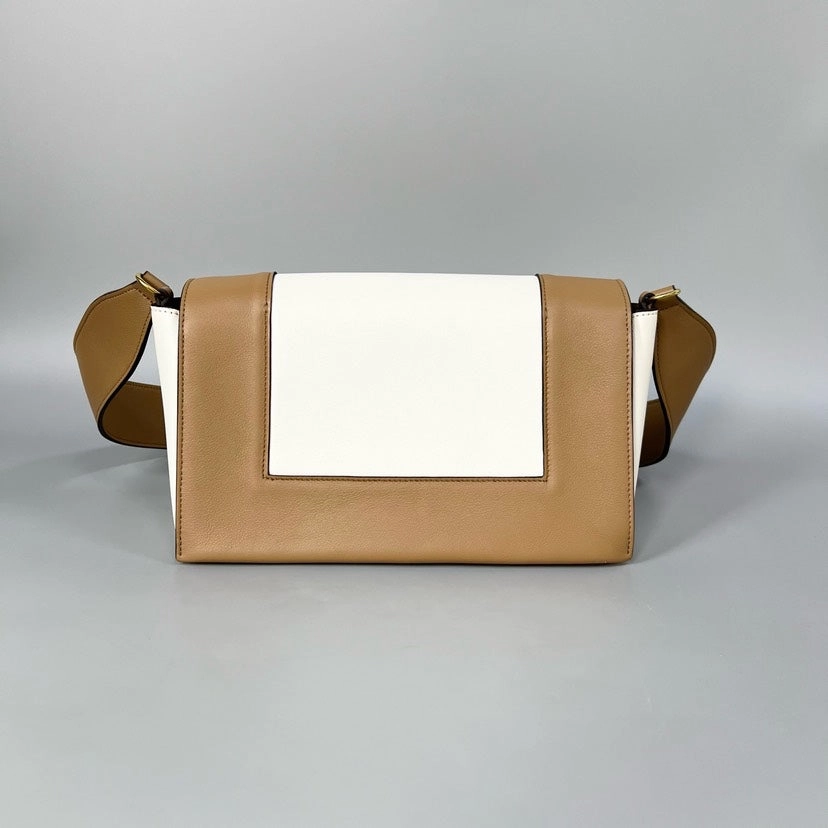 Celine Frame Bag Tan White Shoulder Bag