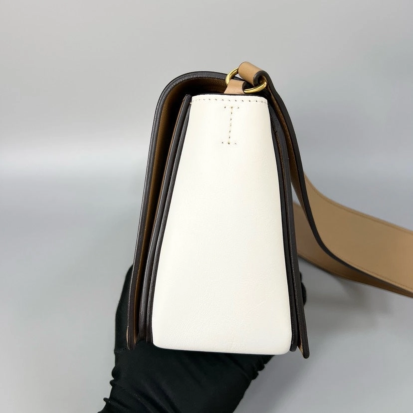 Celine Frame Bag Tan White Shoulder Bag