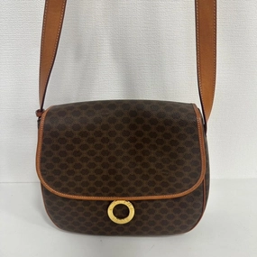 Celine Macadam Brown Leather Crossbody Bag Medium
