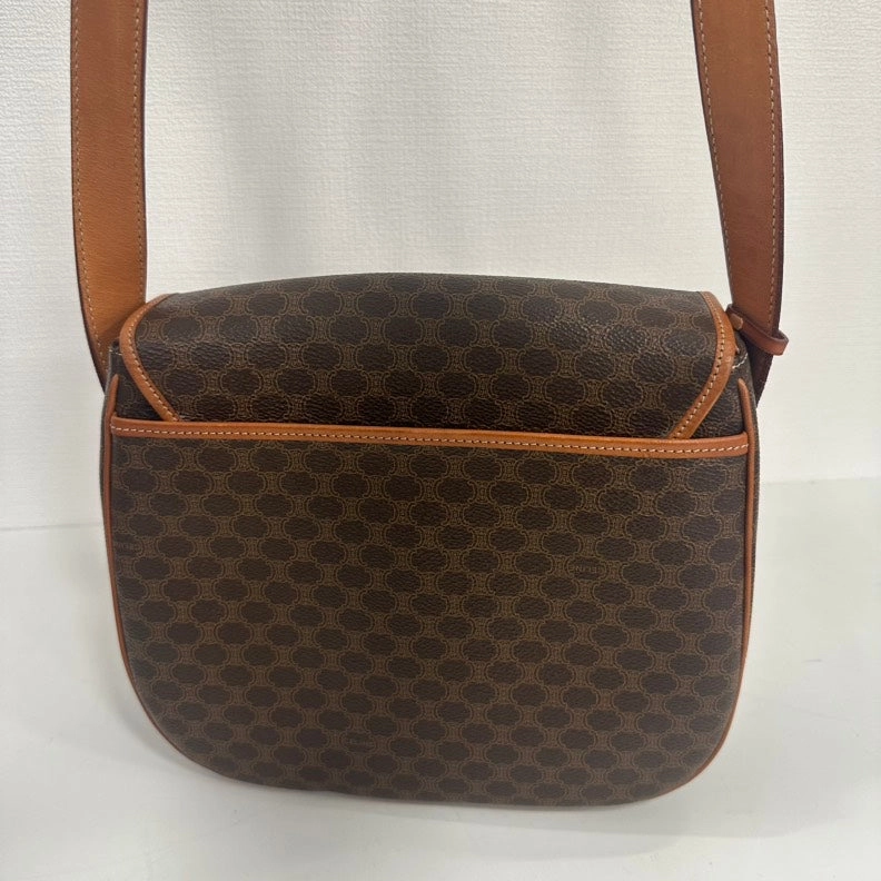 Celine Macadam Brown Leather Crossbody Bag Medium