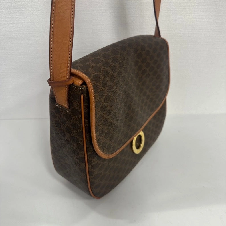 Celine Macadam Brown Leather Crossbody Bag Medium