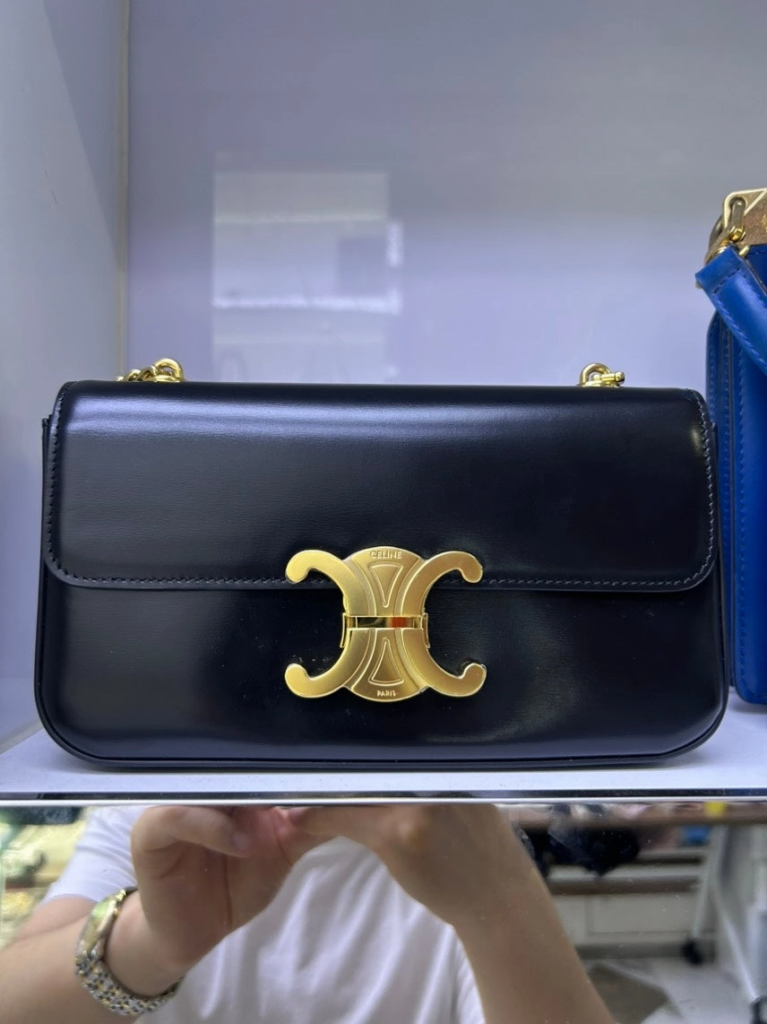 Celine Preloved Black Leather Shoulder Bag HY