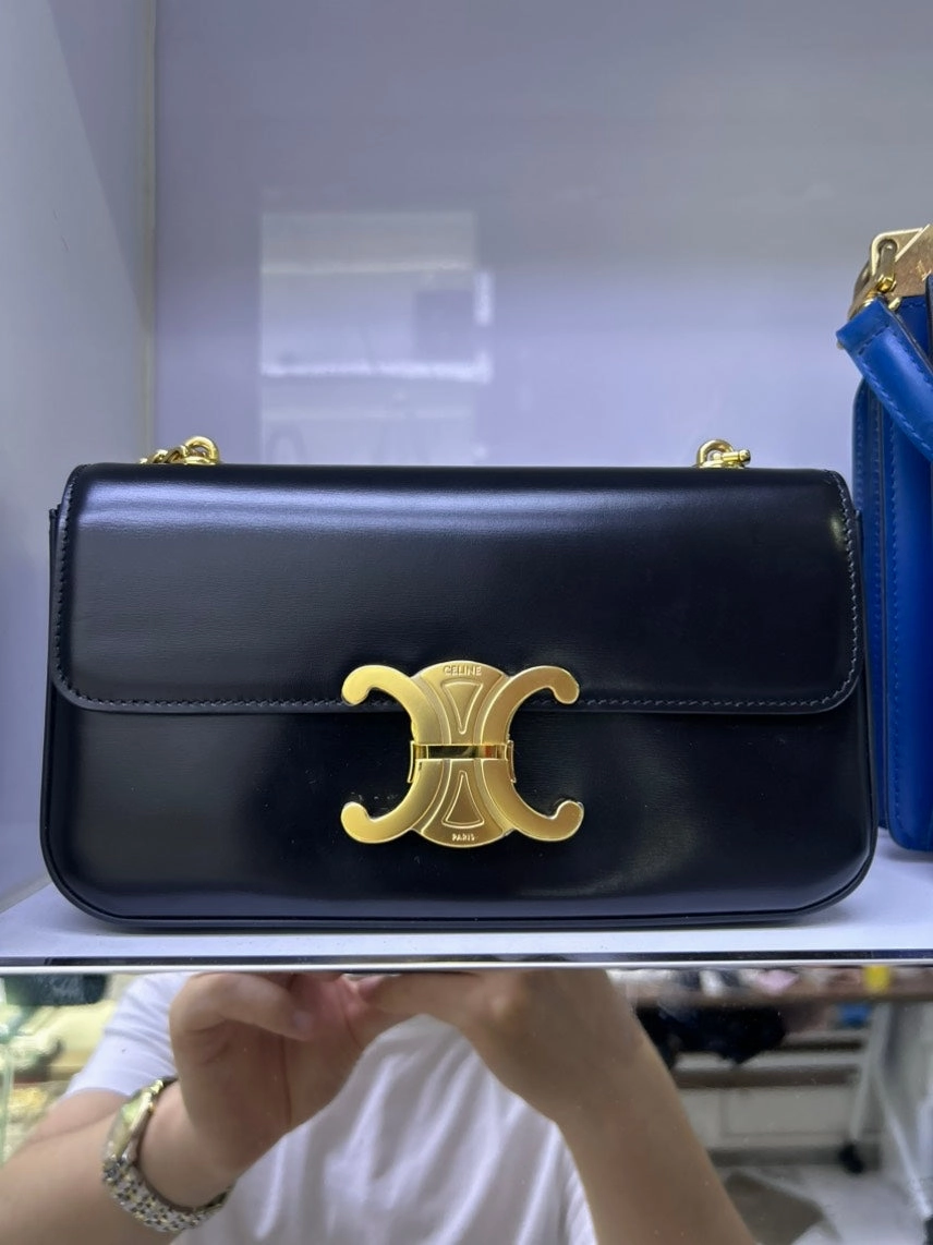 Celine Preloved Black Leather Shoulder Bag HY