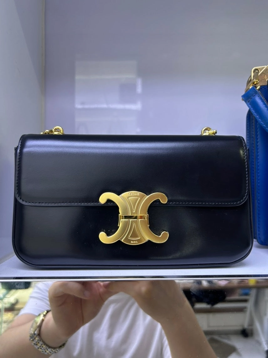 Celine Preloved Black Leather Shoulder Bag HY