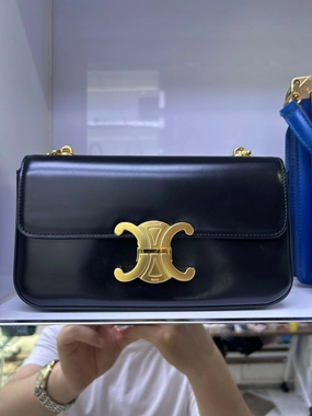 Celine Preloved Black Leather Shoulder Bag HY