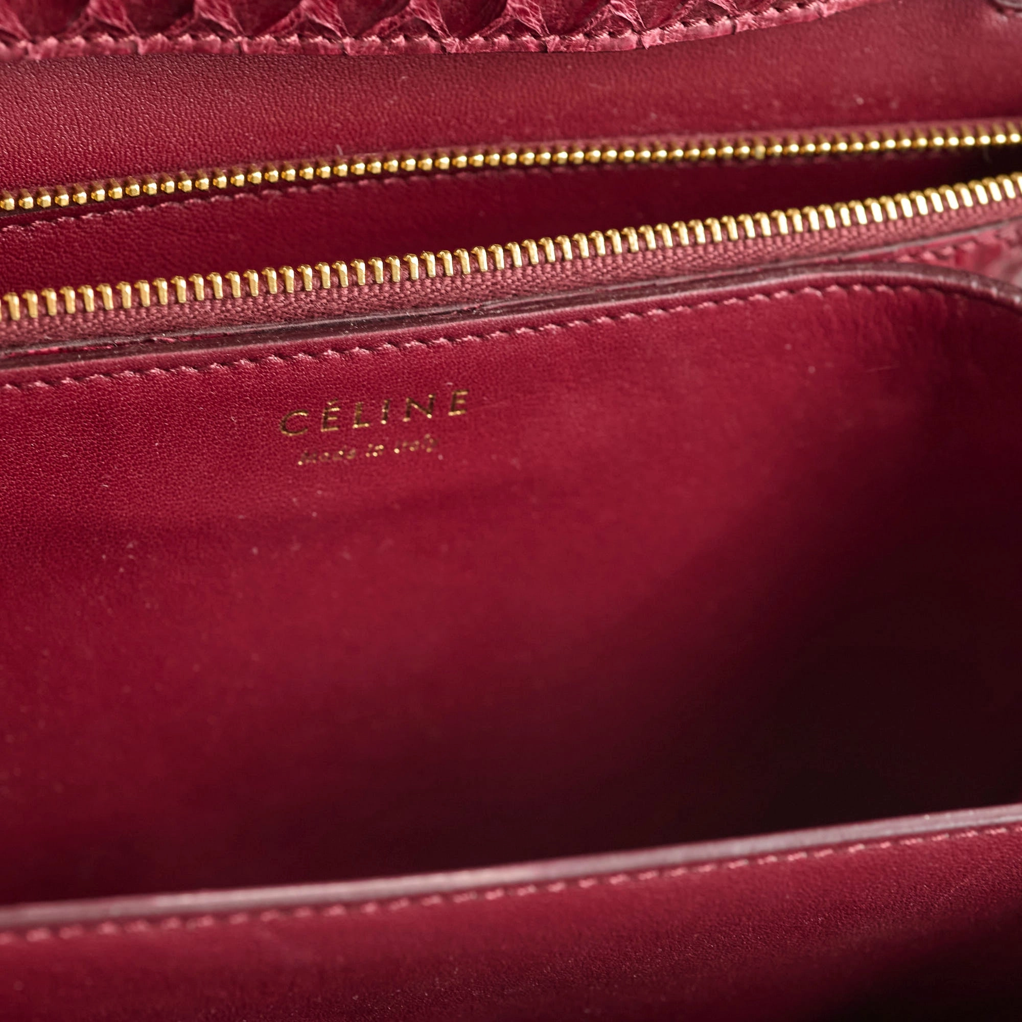 Celine Python Medium Classic Box Burgundy