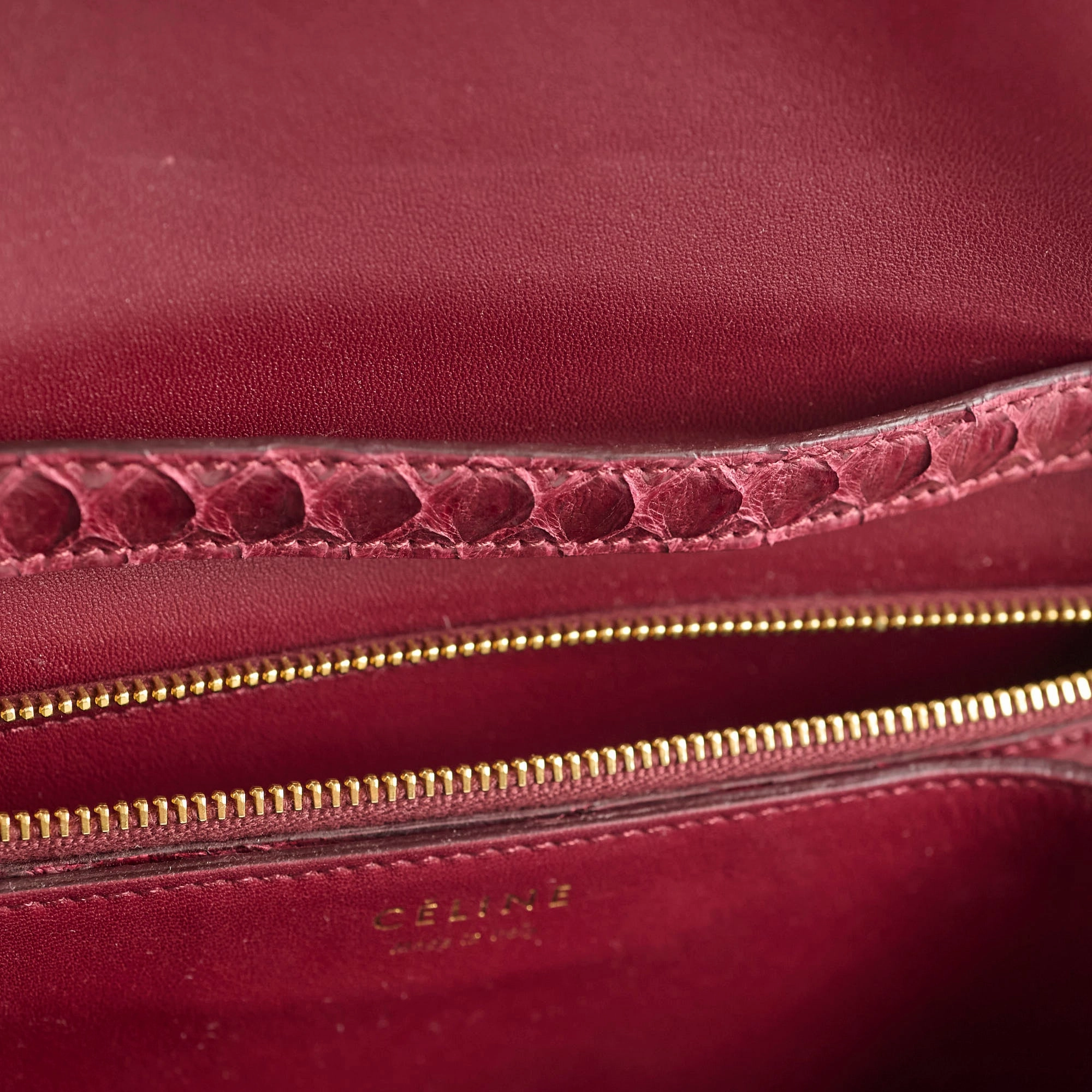 Celine Python Medium Classic Box Burgundy