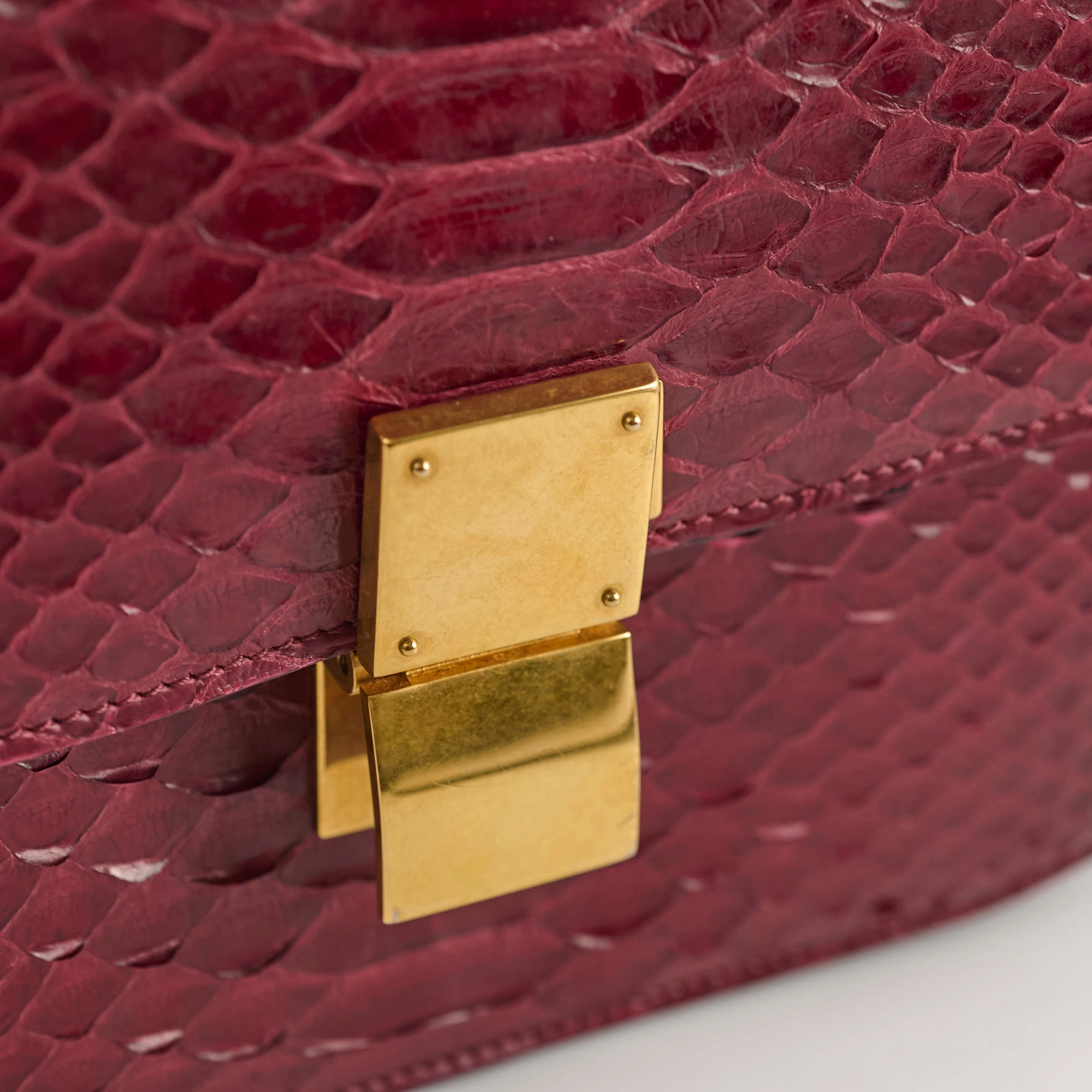 Celine Python Medium Classic Box Burgundy