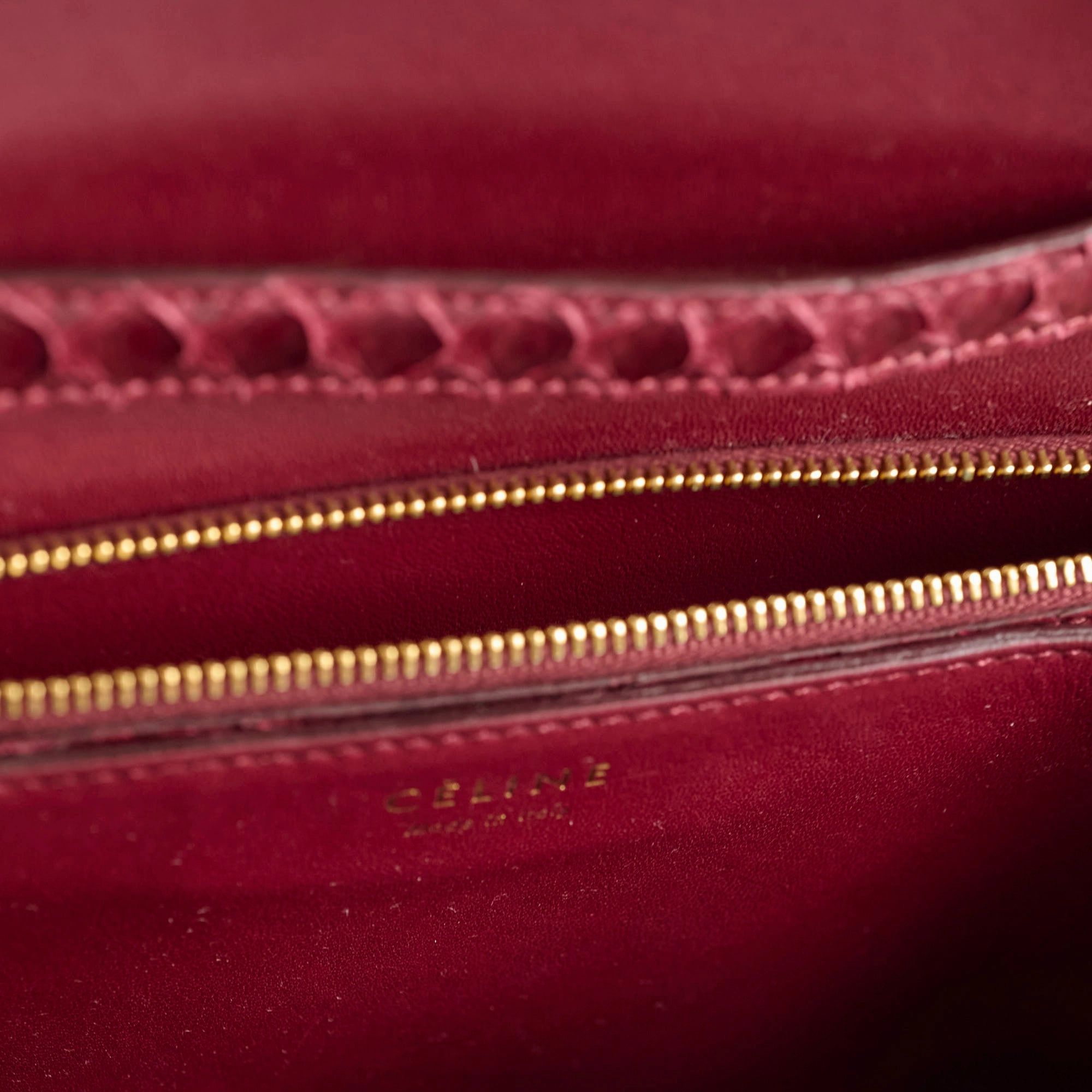 Celine Python Medium Classic Box Burgundy