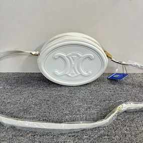 Celine Teen Triomphe White Leather Crossbody Bag Small
