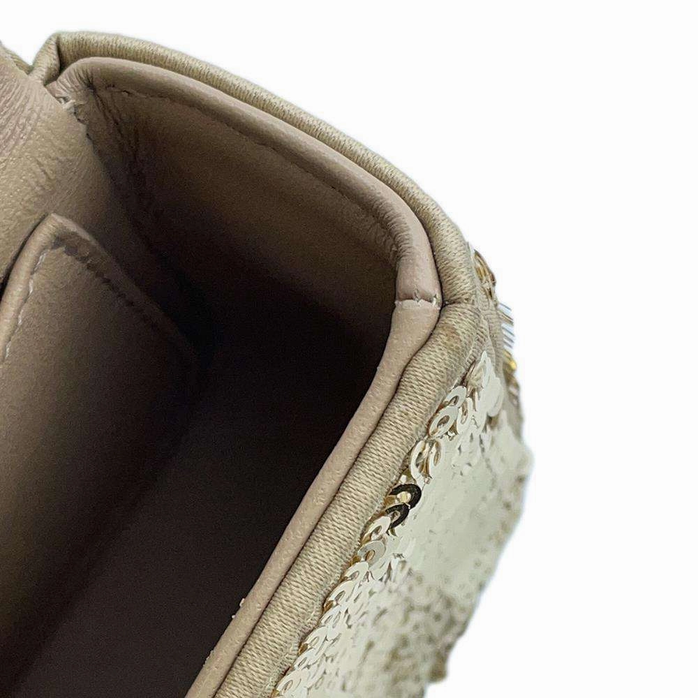 CELINE Triomphe ChainShoulder Gold Sequins Leather Size Mini