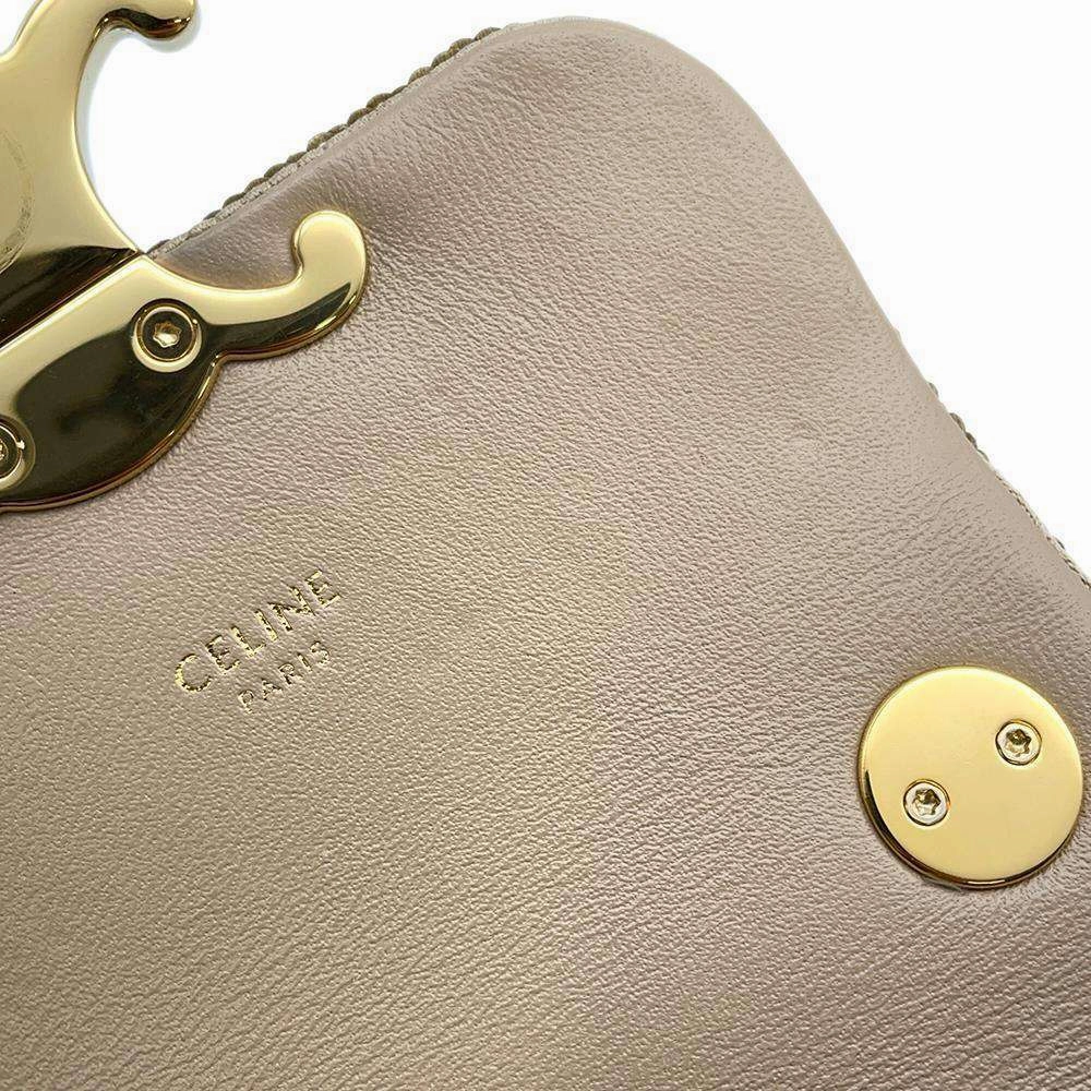 CELINE Triomphe ChainShoulder Gold Sequins Leather Size Mini