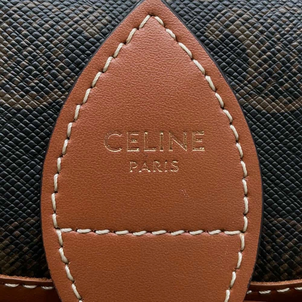CELINE Triomphe Falco Backpack Tan197662CAS PVC Coated Canvas Leather Size Mini