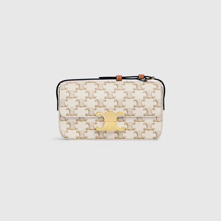 CELINE TRIOMPHE SHOULDER BAG IN TRIOMPHE CANVAS WHITE