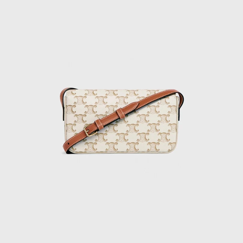 CELINE TRIOMPHE SHOULDER BAG IN TRIOMPHE CANVAS WHITE