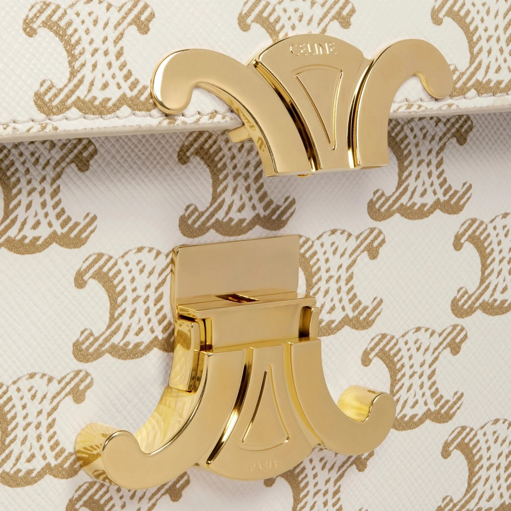 CELINE TRIOMPHE SHOULDER BAG IN TRIOMPHE CANVAS WHITE