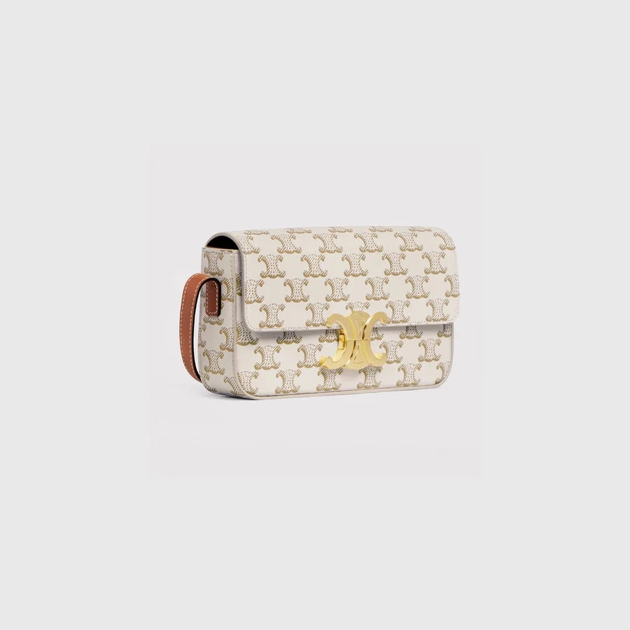 CELINE TRIOMPHE SHOULDER BAG IN TRIOMPHE CANVAS WHITE