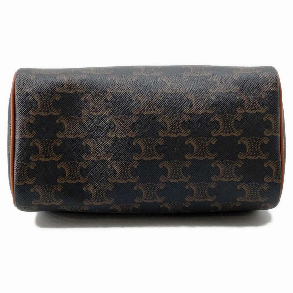 CELINE Triomphe Small Boston Shoulder Bag Black/Brown197582 PVC Leather