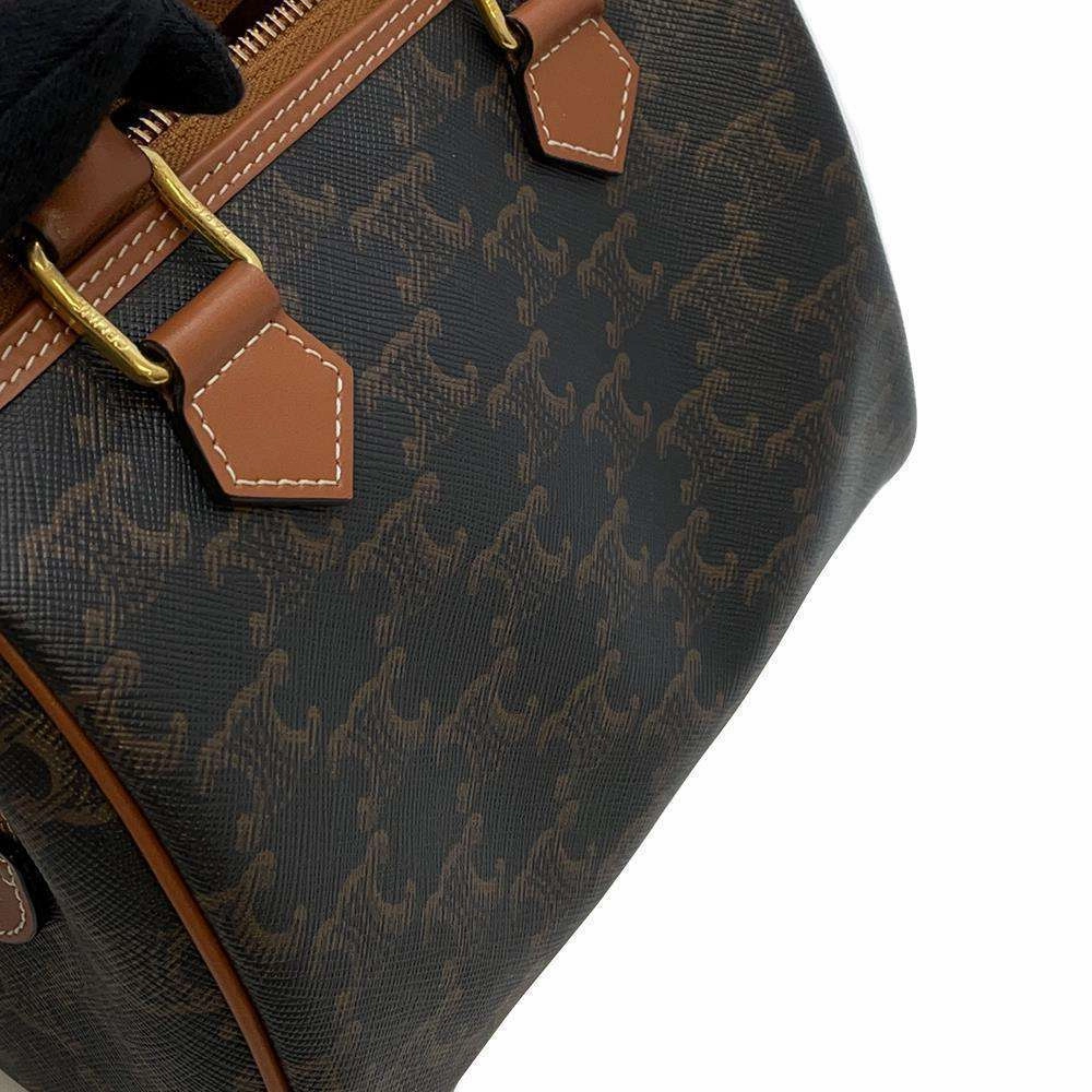 CELINE Triomphe Small Boston Shoulder Bag Black/Brown197582 PVC Leather