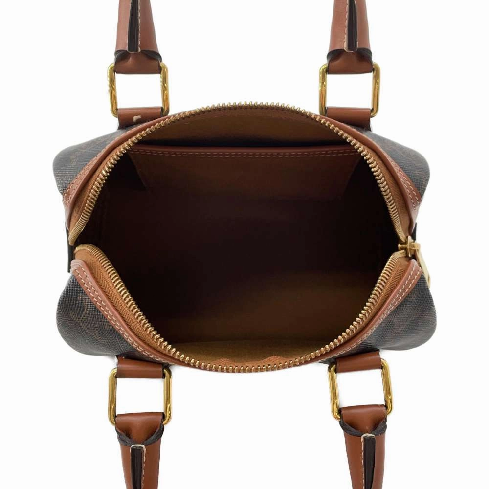 CELINE Triomphe Small Boston Shoulder Bag Black/Brown197582 PVC Leather