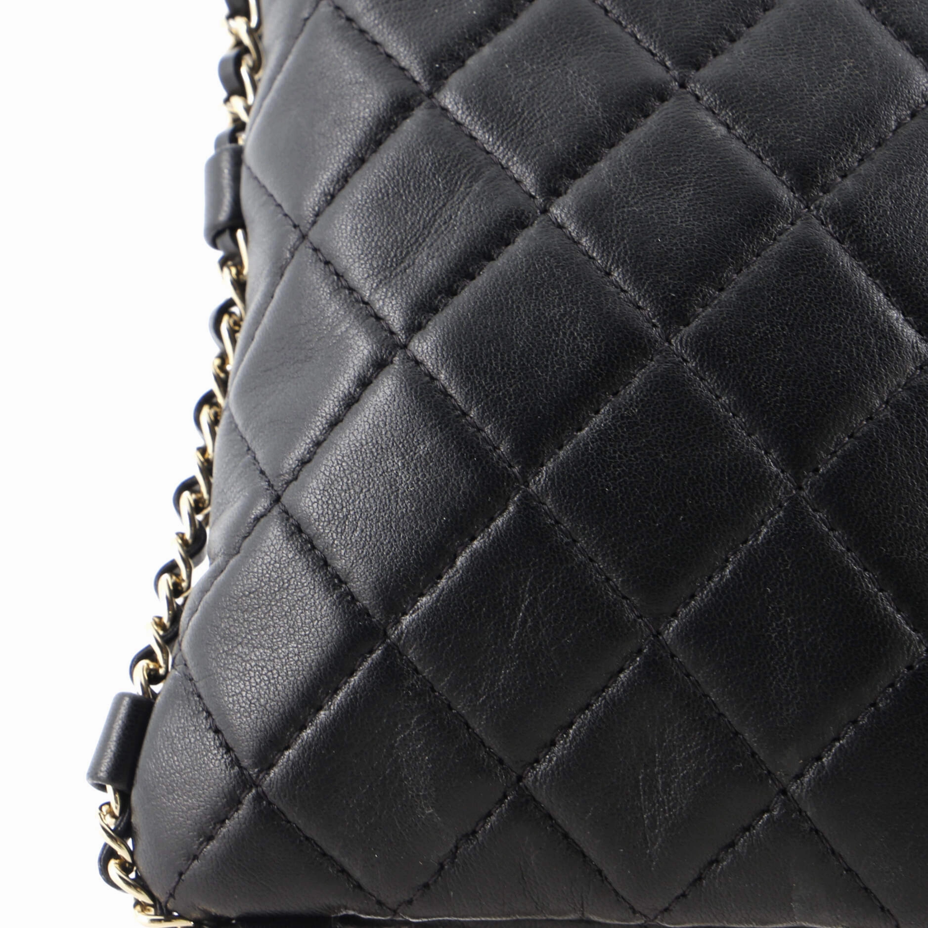 Chain Around Flat Phone Holder Crossbody Quilted Lambskin