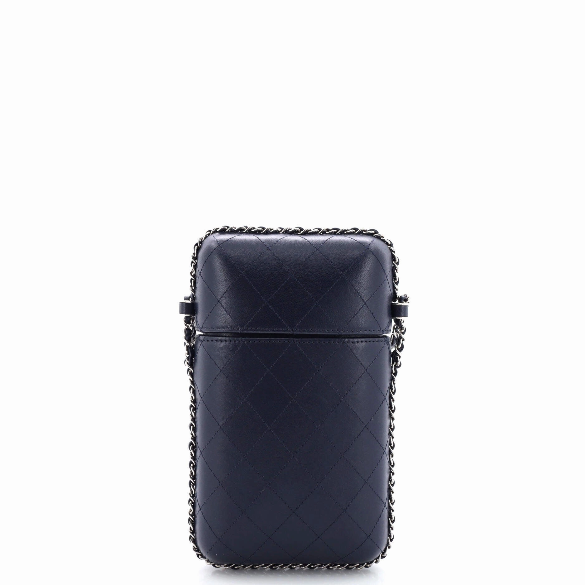 Chain Around Phone Holder Box Crossbody Quilted Lambskin