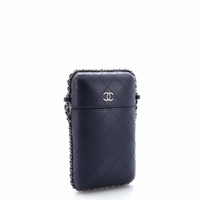 Chain Around Phone Holder Box Crossbody Quilted Lambskin
