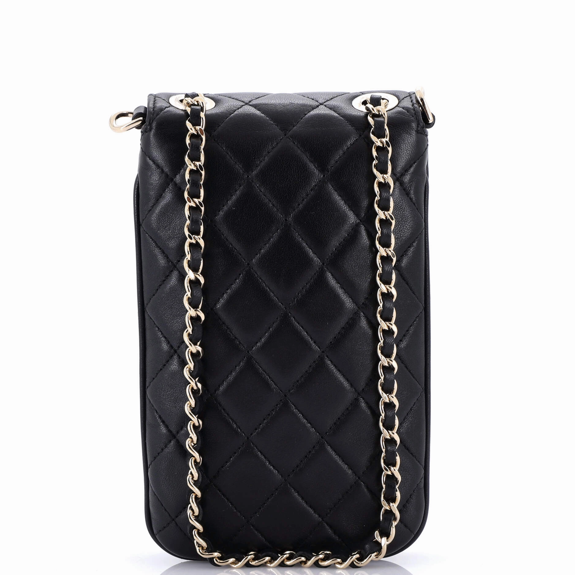 Chain Around Phone Holder Crossbody Bag Quilted Lambskin