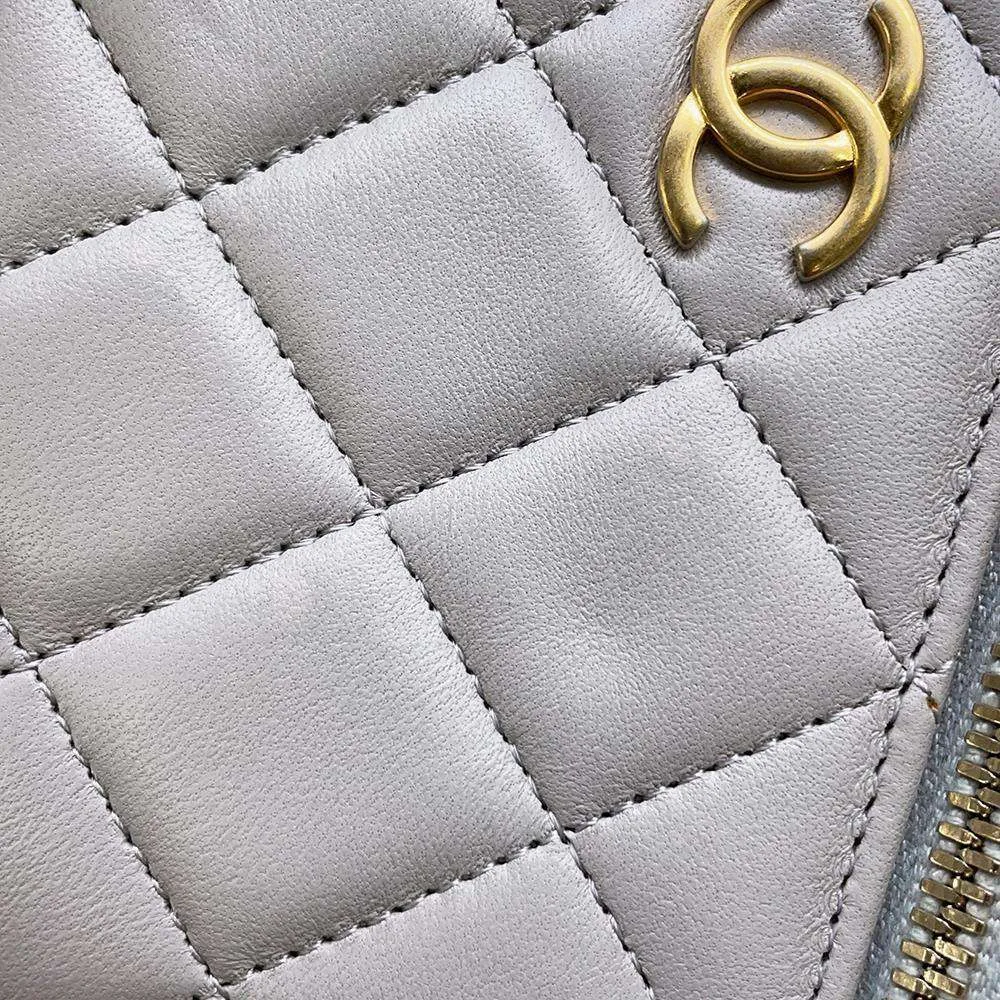 CHANEL Matelasse Vanity 2wayChain Shoulder Bag Light Gray AP2199 Lambskin