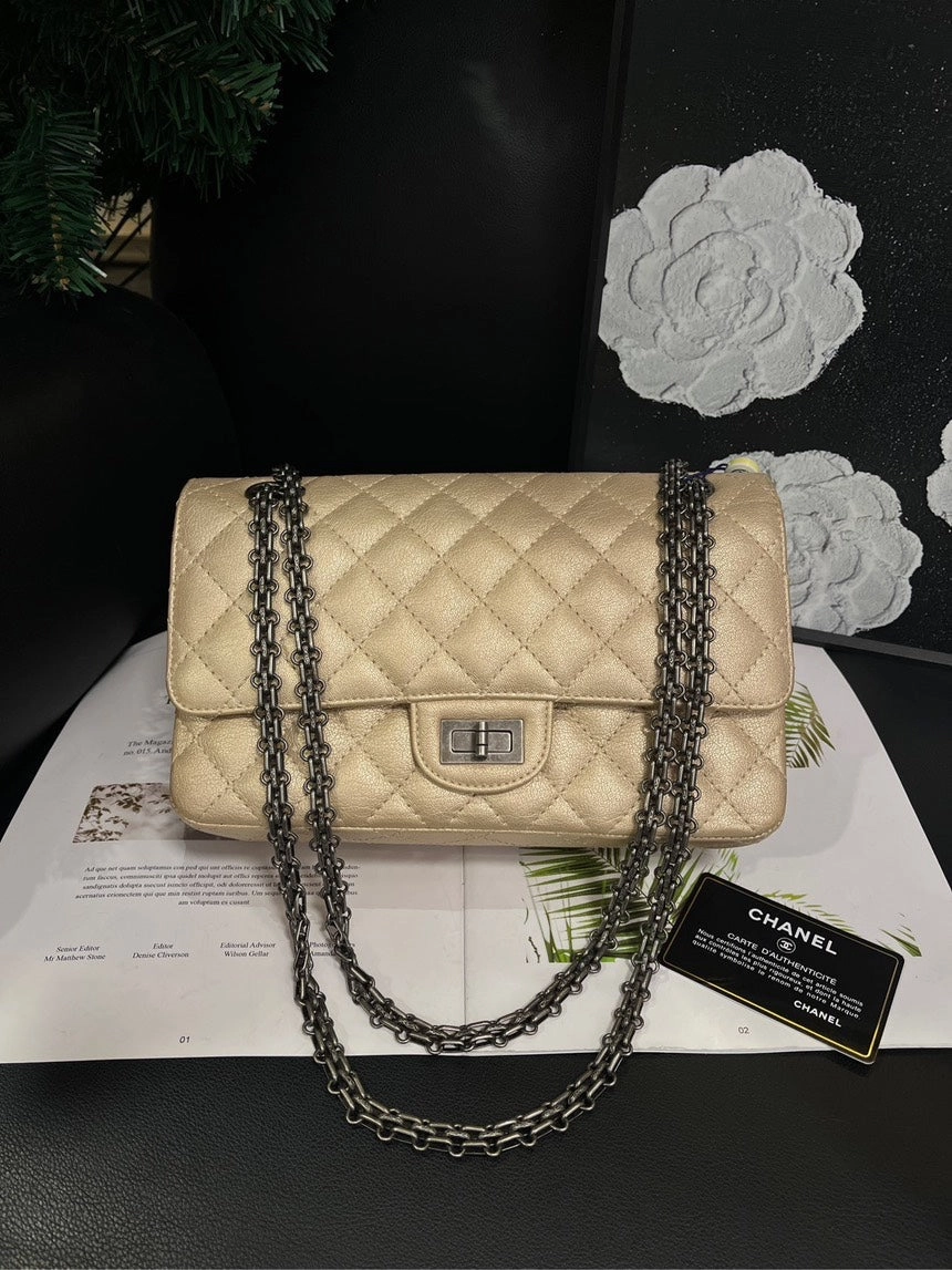 Chanel 2.55 Champagne Gold Small Crossbody Bag