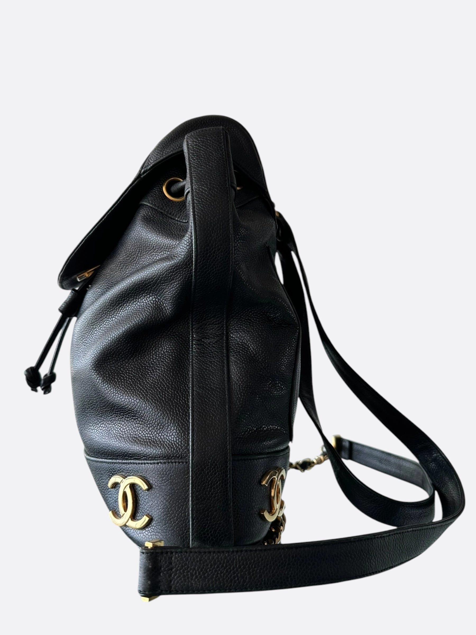Chanel Black & Gold CC Logo Mini Backpack