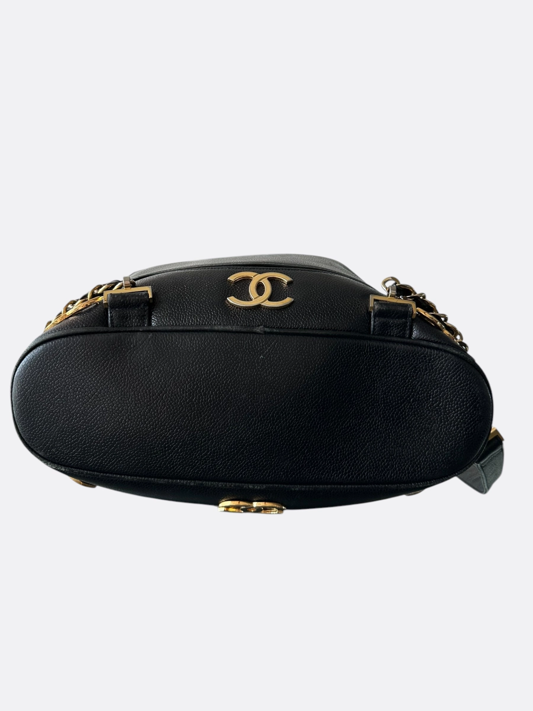 Chanel Black & Gold CC Logo Mini Backpack