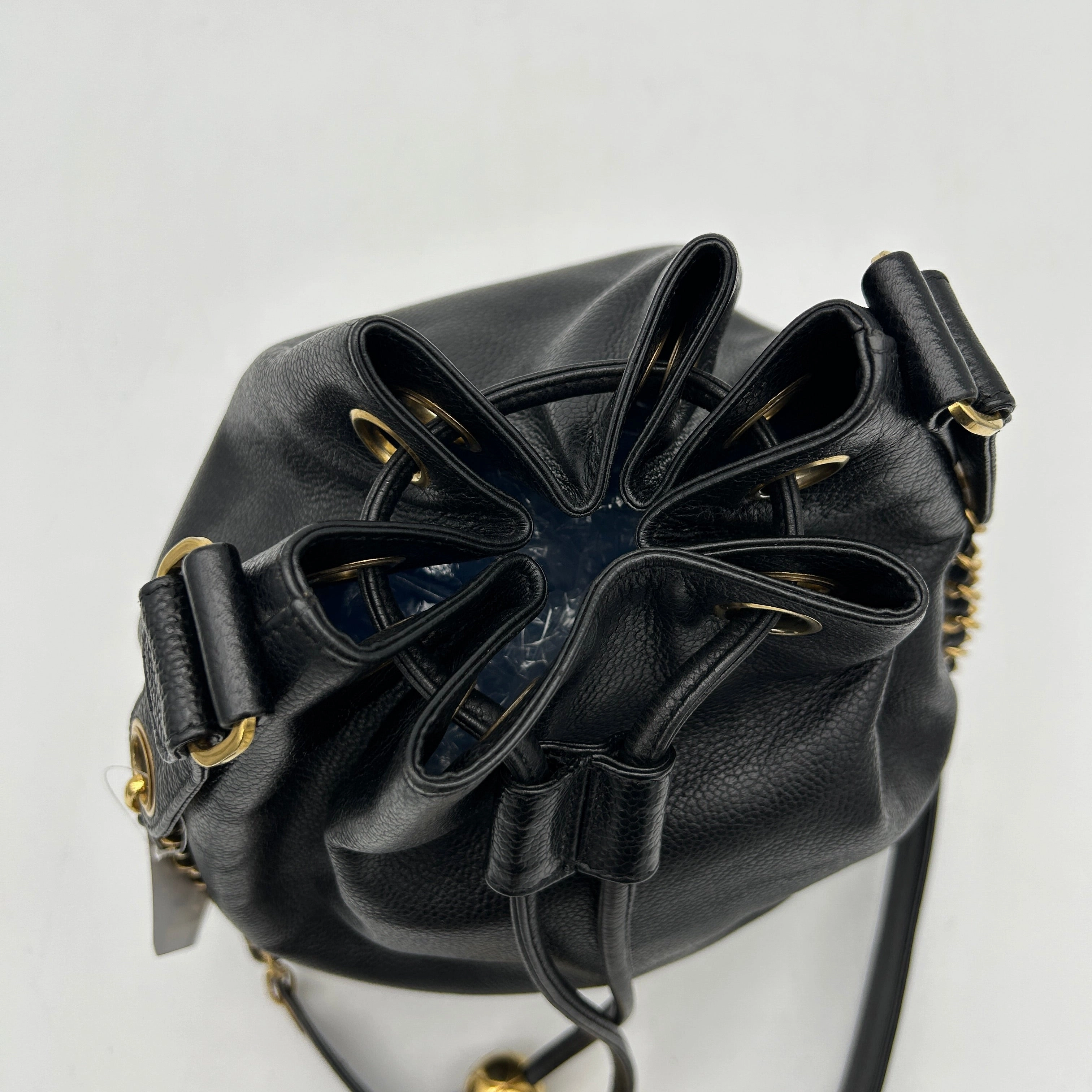Chanel Black Caviar Triple CC Bucket Shoulder Bag Medium