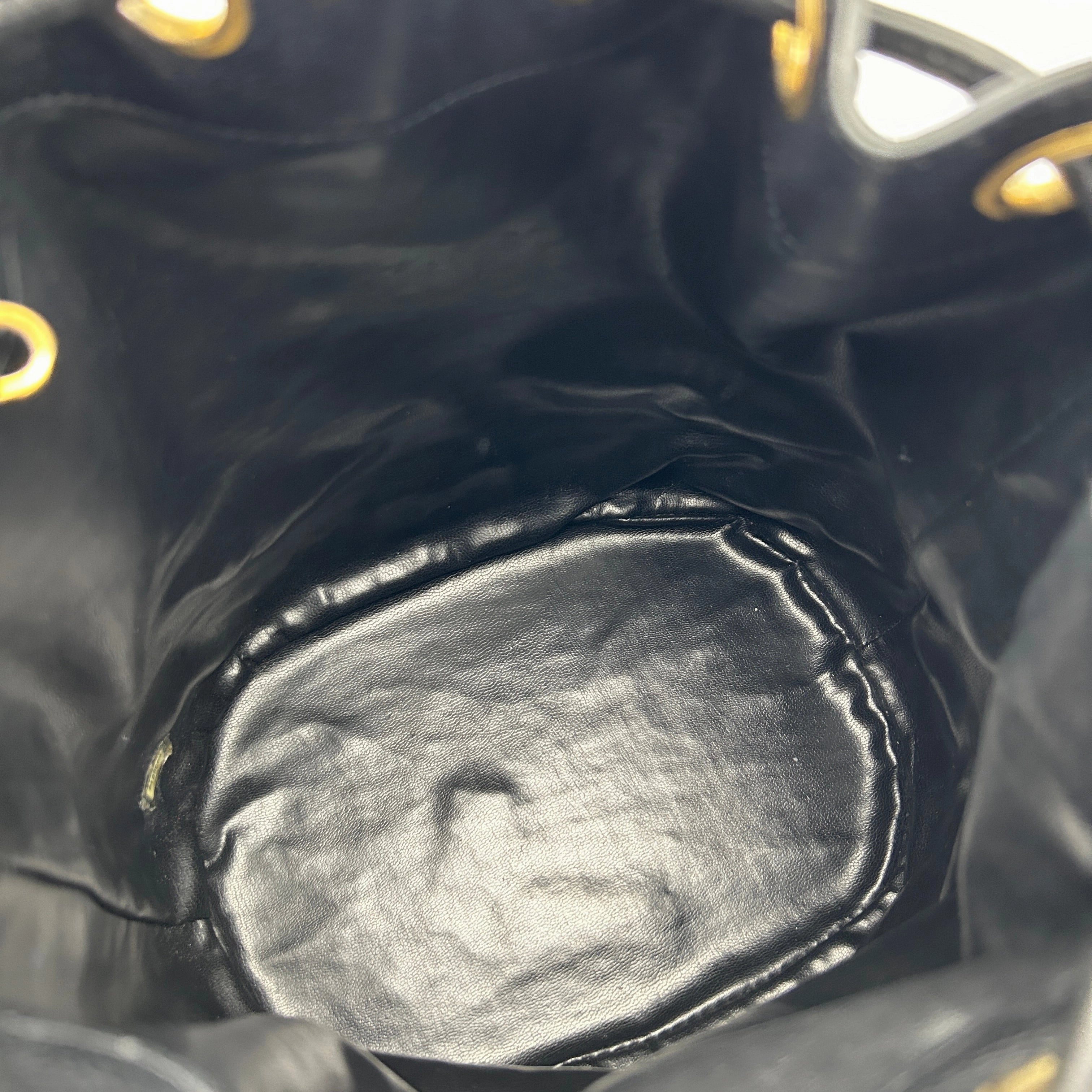 Chanel Black Caviar Triple CC Bucket Shoulder Bag Medium