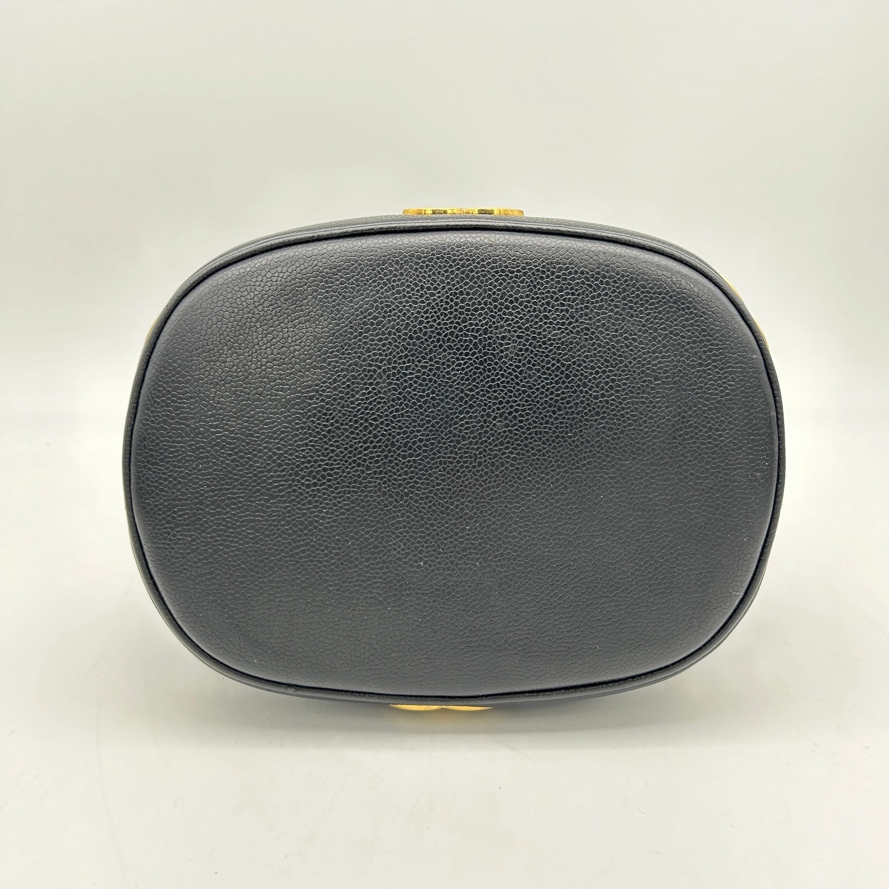 Chanel Black Caviar Triple CC Bucket Shoulder Bag Medium