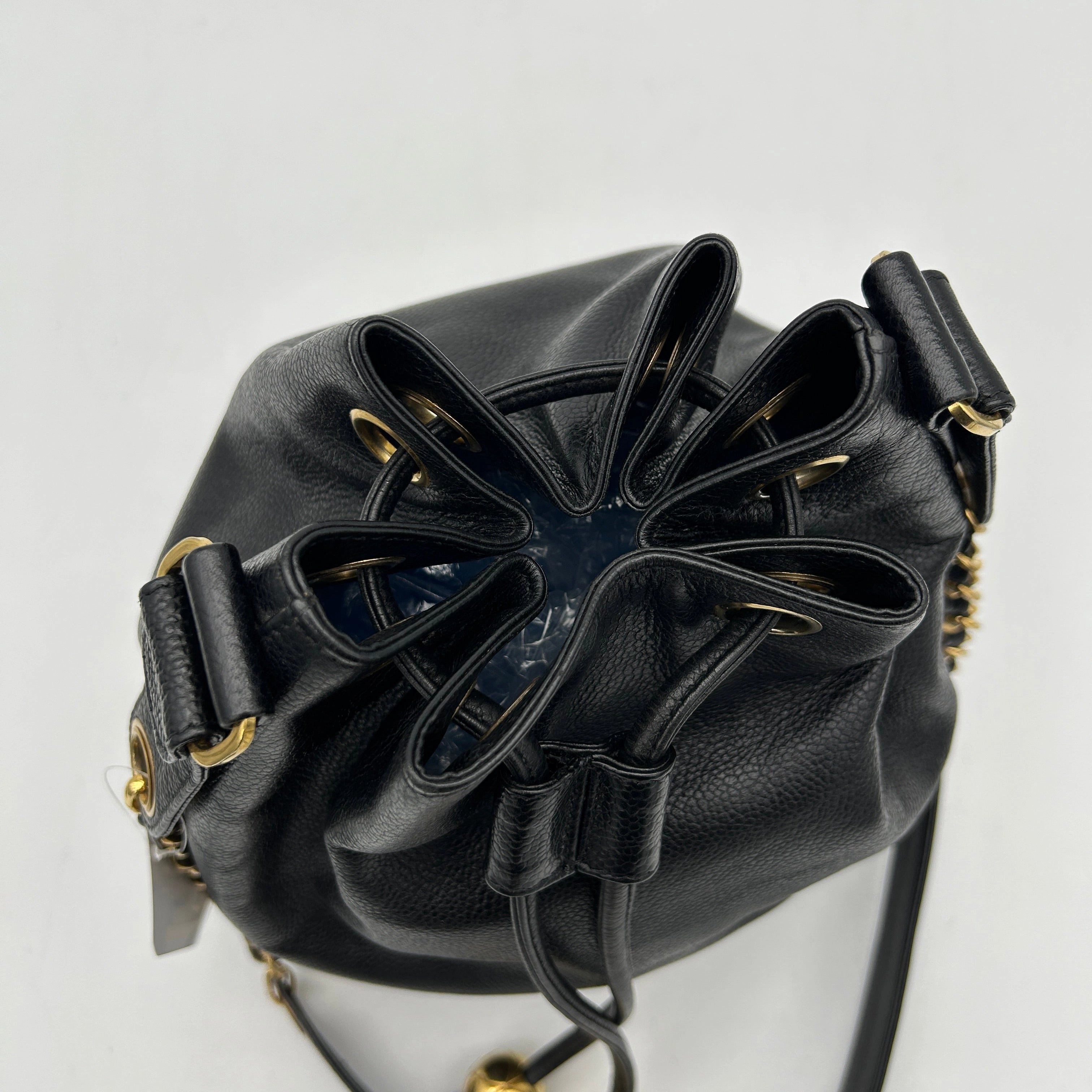 Chanel Black Caviar Triple CC Bucket Shoulder Bag Medium