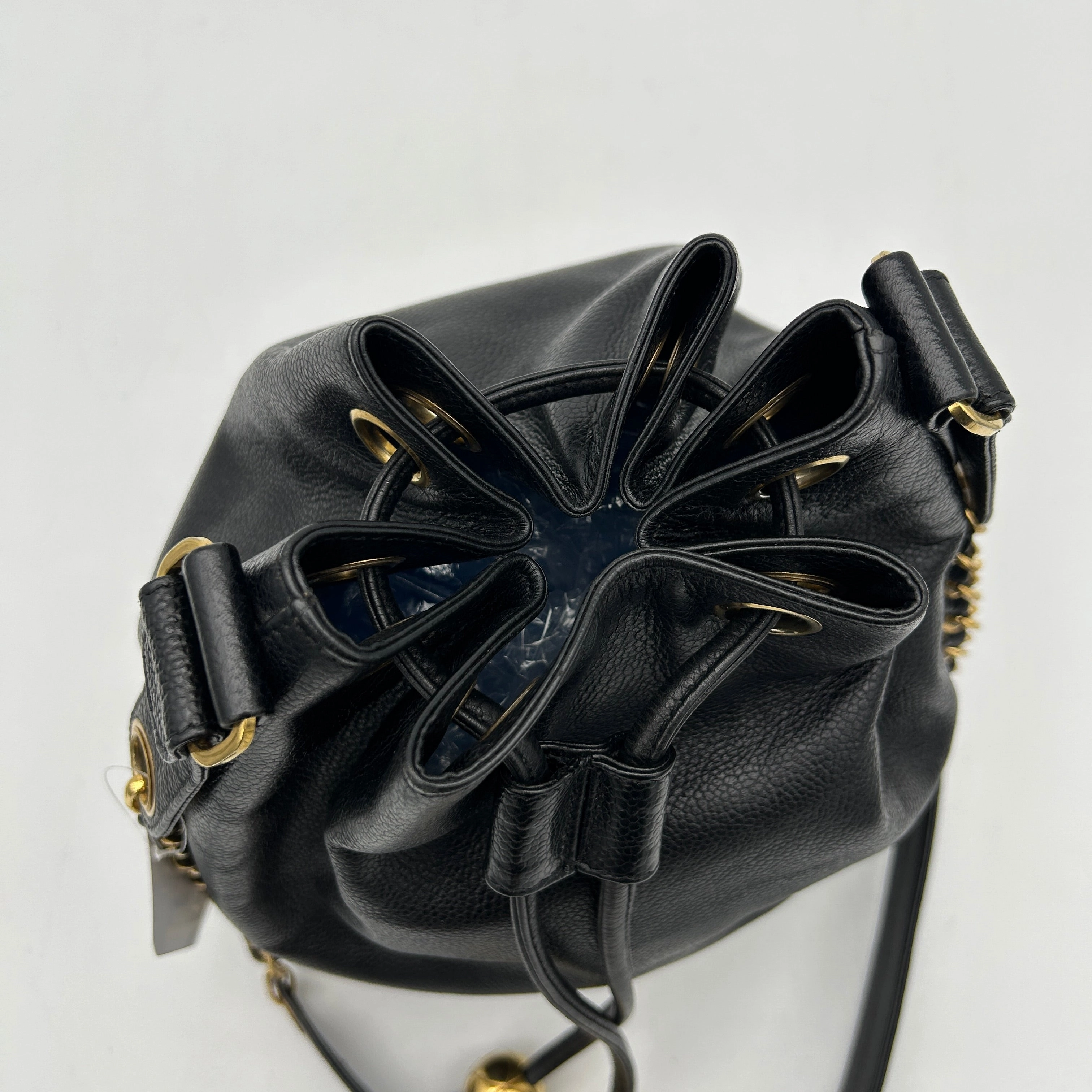 Chanel Black Caviar Triple CC Bucket Shoulder Bag Medium