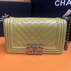 Chanel Boy Bag Pistachio Leather Shoulder Bag