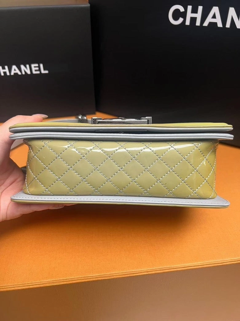 Chanel Boy Bag Pistachio Leather Shoulder Bag