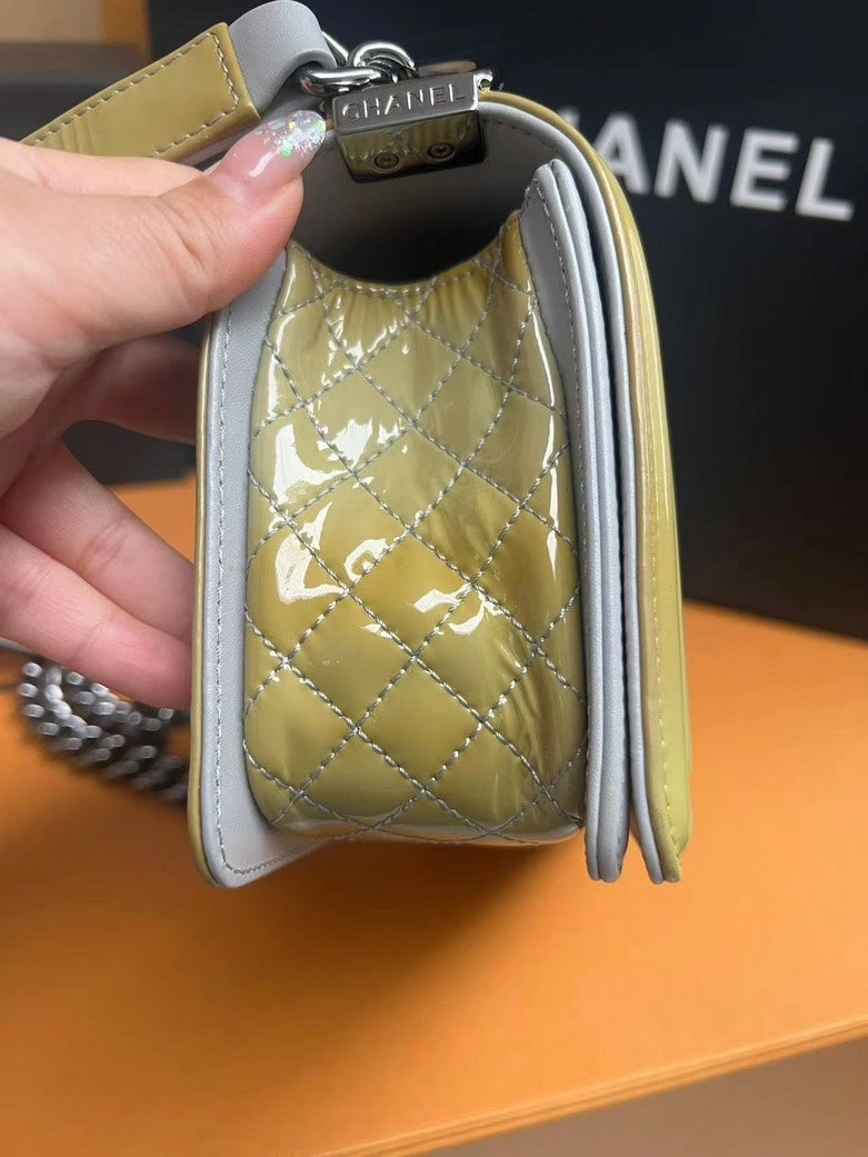 Chanel Boy Bag Pistachio Leather Shoulder Bag