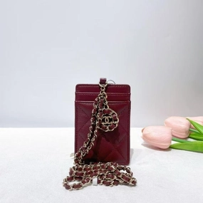 Chanel Burgundy Leather BCQ Card Holder Crossbody Bag