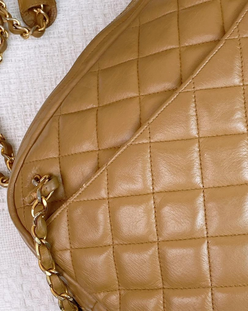 Chanel Caramel Lambskin Vintage Chain Shoulder Bag GHW
